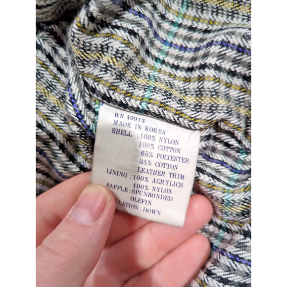 Vintage Goose Down Army blue tan Puffer Puffy Jacket Coat Mens Size Large VTG - Picture 4 of 5